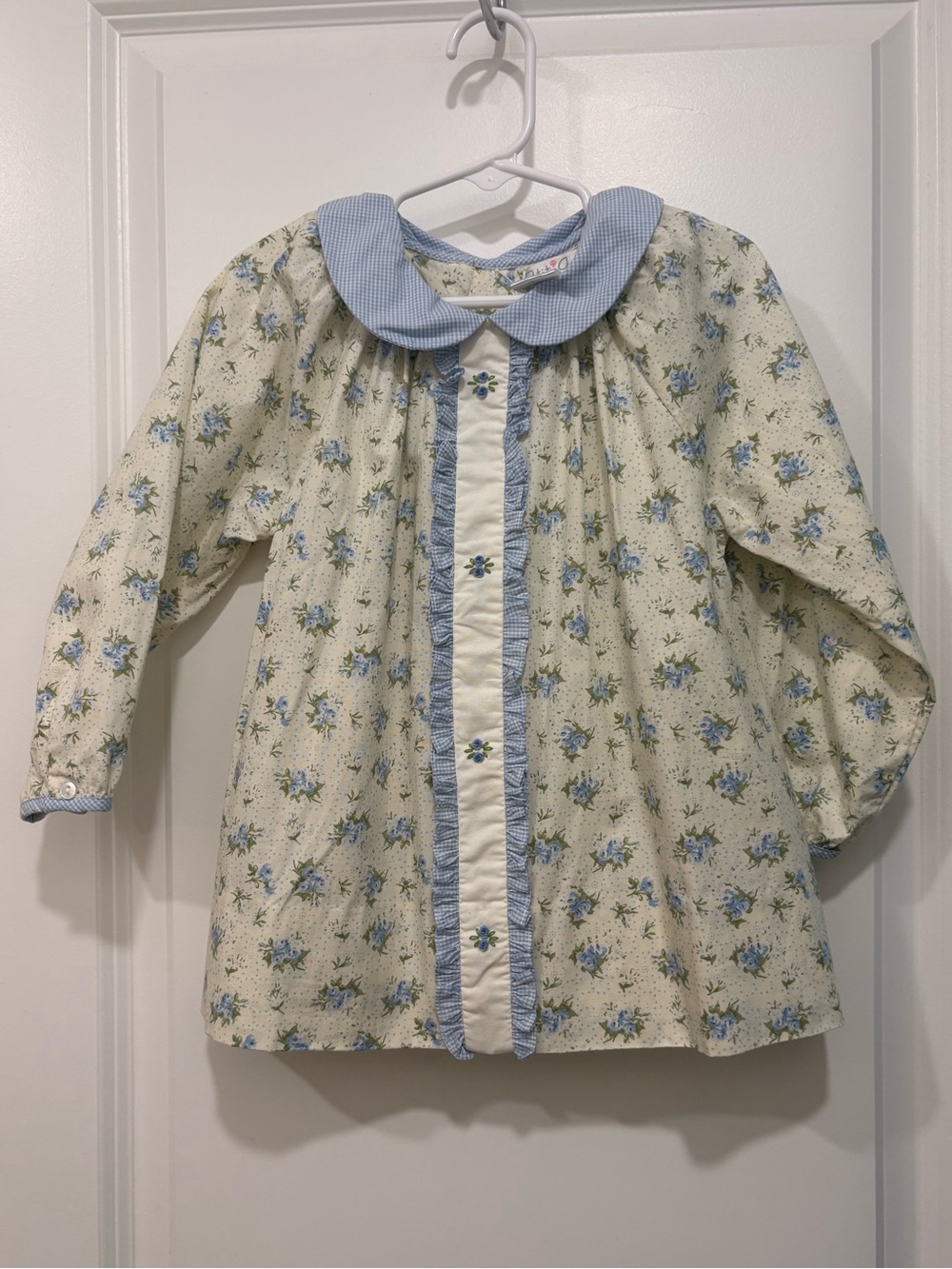 Petit Ami Girls 4T Floral Gingham Peter Pan Collar Blouse